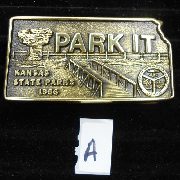Pick a vintage Kansas State Park Belt Buckle - Picture 1 of 5